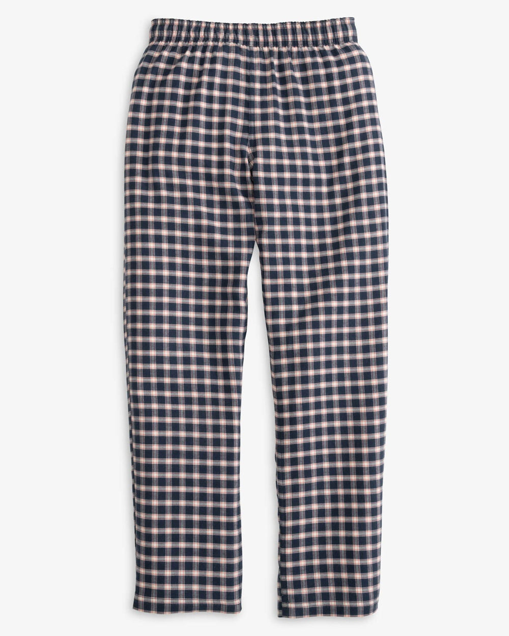 The front view of the Southern Tide Youth Silverleaf Plaid Lounge Pant by Southern Tide - Dress Blue