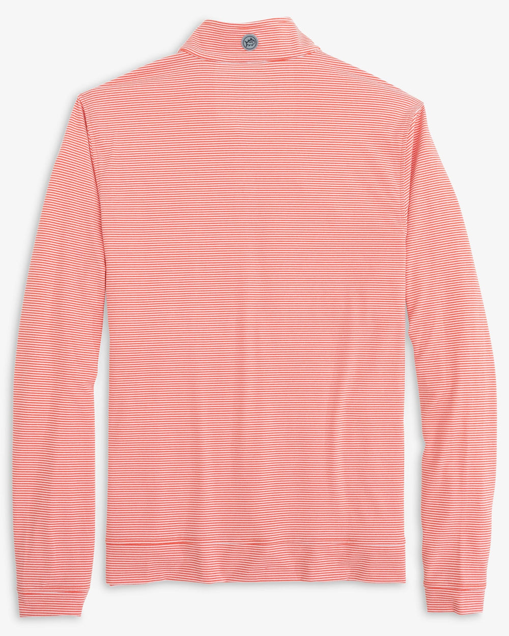 The back view of the Clemson Tigers Cruiser Micro-Stripe Heather Quarter Zip by Southern Tide - Heather Endzone Orange