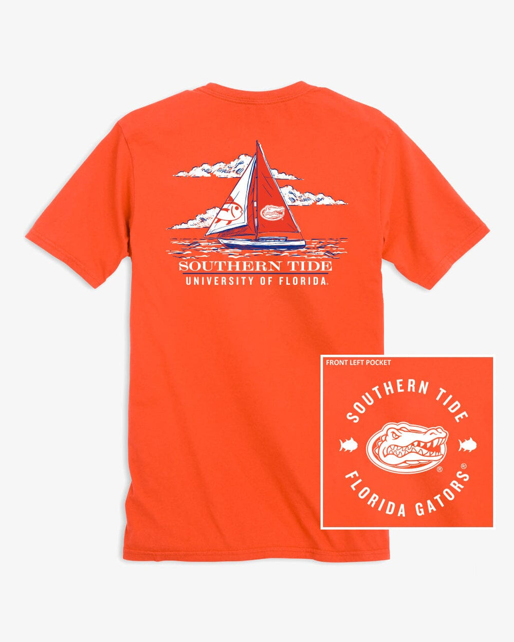 Southern Tide Florida Gators Skipjack Sailing T-Shirt Orange (Size S) 100% Cotton