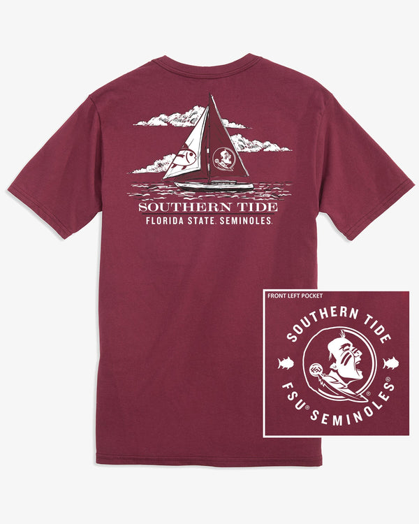 The front of the FSU Seminoles Skipjack Sailing T-Shirt by Southern Tide - Chianti