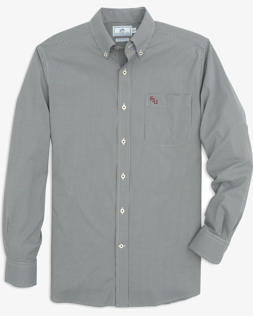 fsu dress shirt Cutter & Buck Florida State Seminoles Easy Care Stretch Oxford Mens Long Sleeve Button Down Shirt in Charcoal