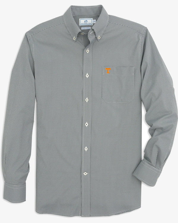 The front of the Tennessee Vols Gingham Button Down Shirt by Southern Tide - Black