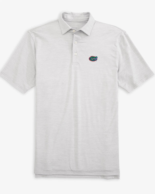 The front view of the Florida Gators Driver Spacedye Polo Shirt by Southern Tide - Slate Grey