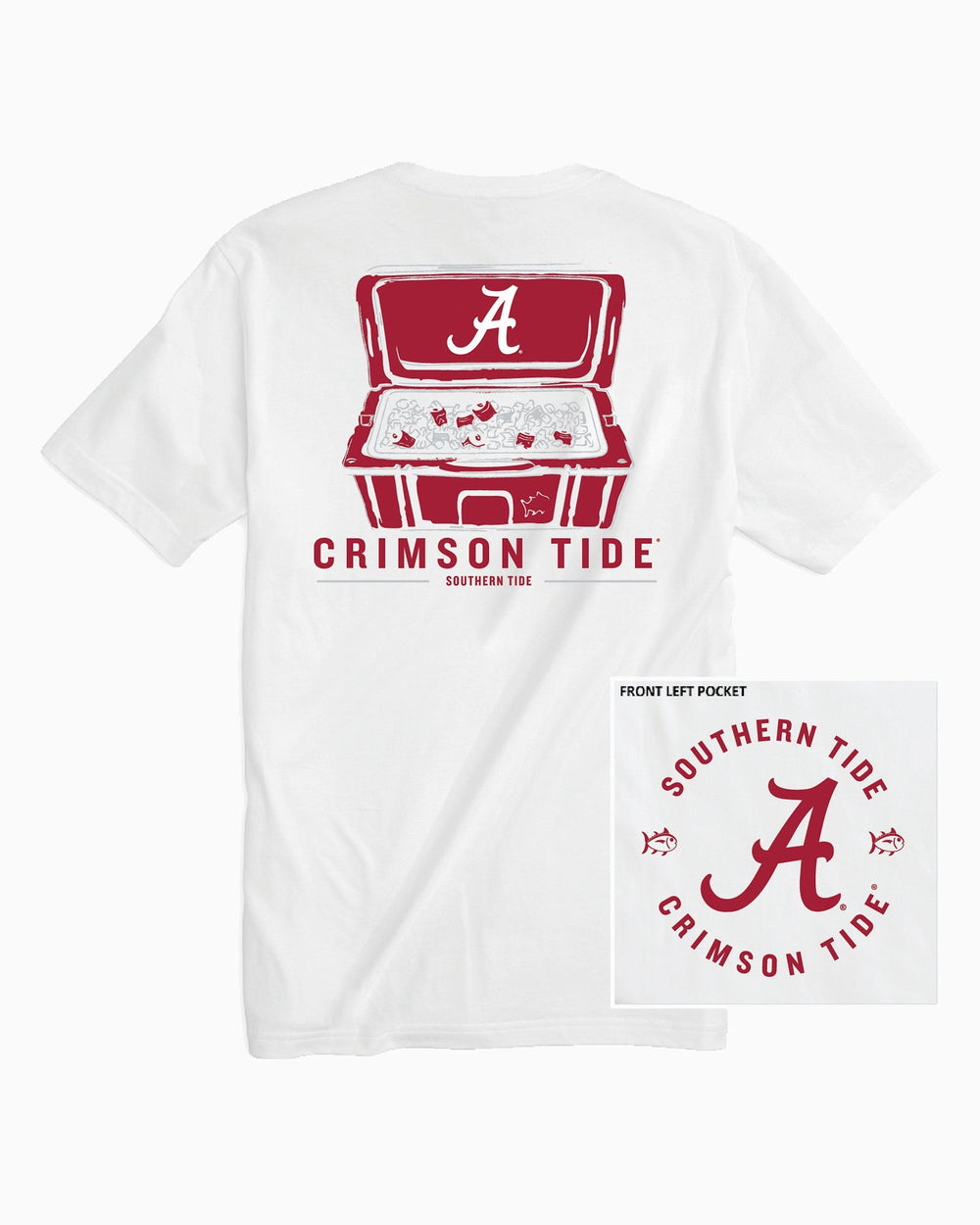 The back of the Men's Alabama Crimson Tide Cooler Short Sleeve T-Shirt by Southern Tide - Classic White