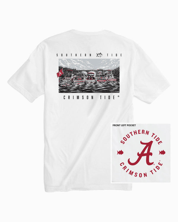 The front of the Alabama Crimson Tide Tailgate Cove T-Shirt by Southern Tide - Classic White