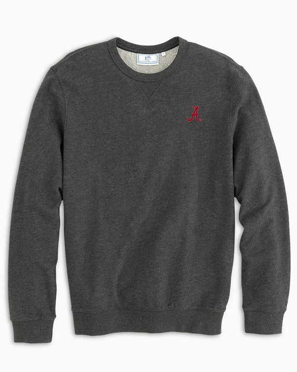 The front view of the Men's Grey Alabama Upper Deck Pullover Sweatshirt by Southern Tide - Heather Black