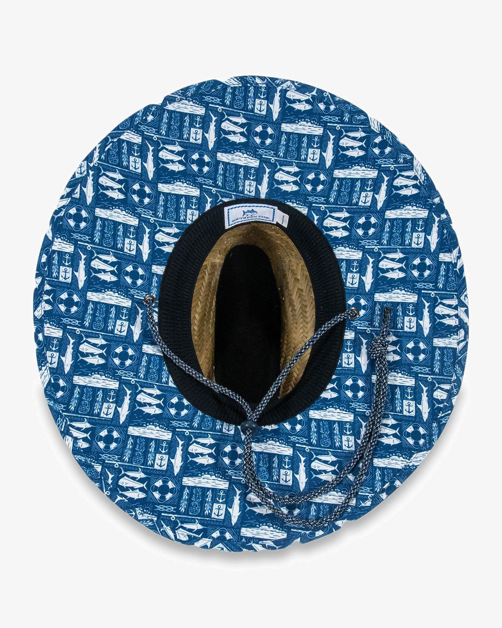 The detail view of the Southern Tide All Inclusive Straw Hat by Southern Tide - Aged Denim