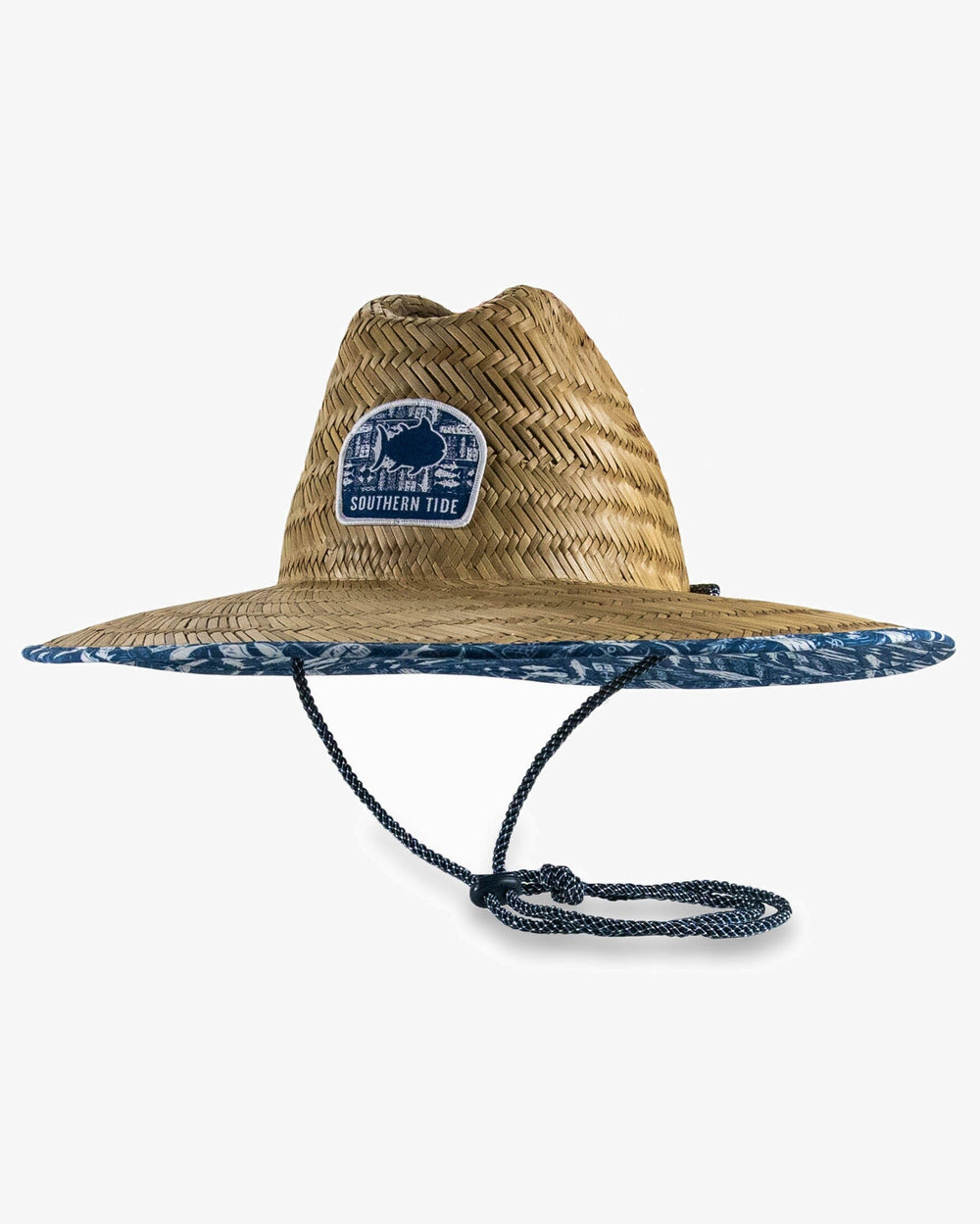 The front view of the Southern Tide All Inclusive Straw Hat by Southern Tide - Aged Denim