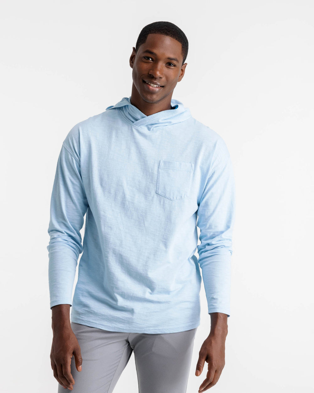 The front view of the Southern Tide Andreas Sun Farer Hoodie by Southern Tide - Rain Water