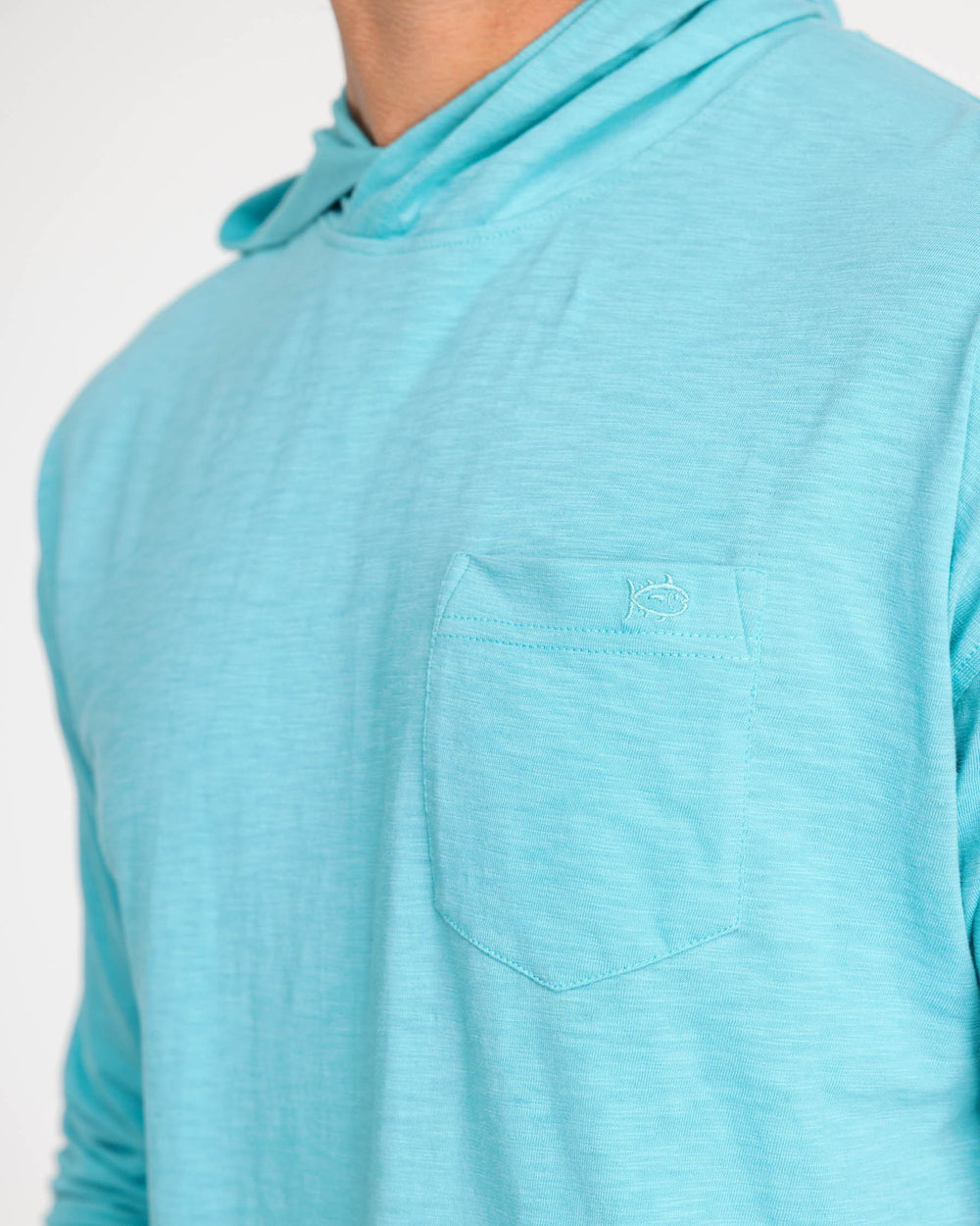 The detail view of the Southern Tide Andreas Sun Farer Hoodie by Southern Tide - Tidal Wave