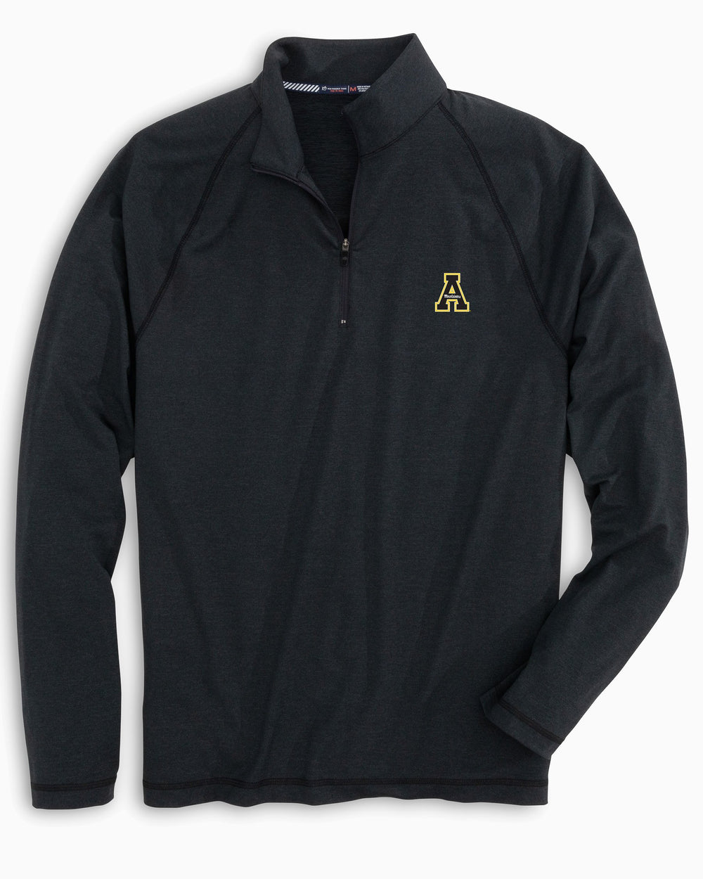 The front of the Men's App State Mountaineers Lightweight Quarter Zip Pullover by Southern Tide - Black