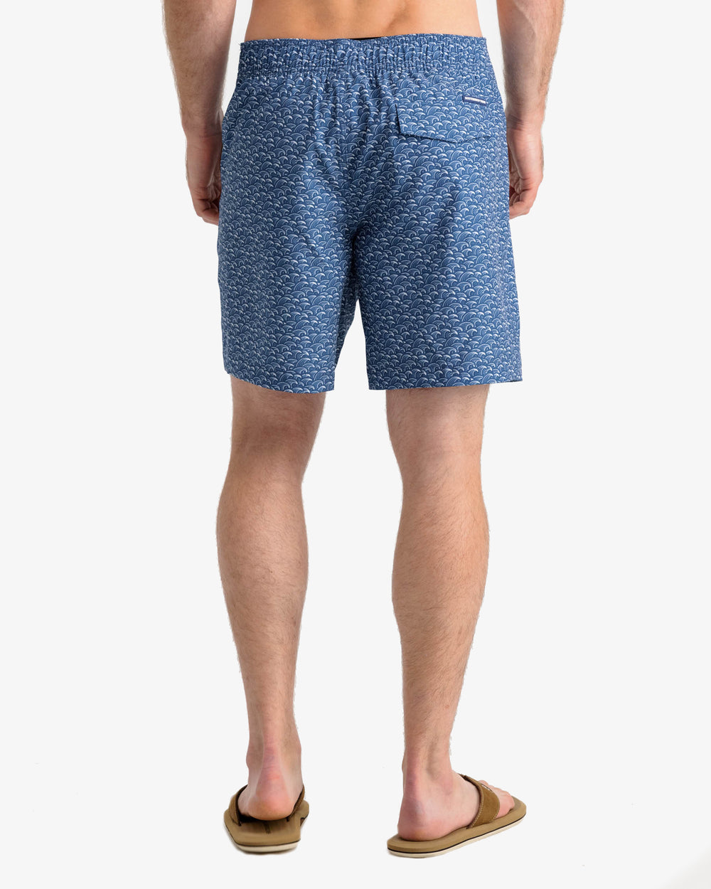 The back view of the Southern Tide Araby Cove Swim Short by Southern Tide - Aged Denim