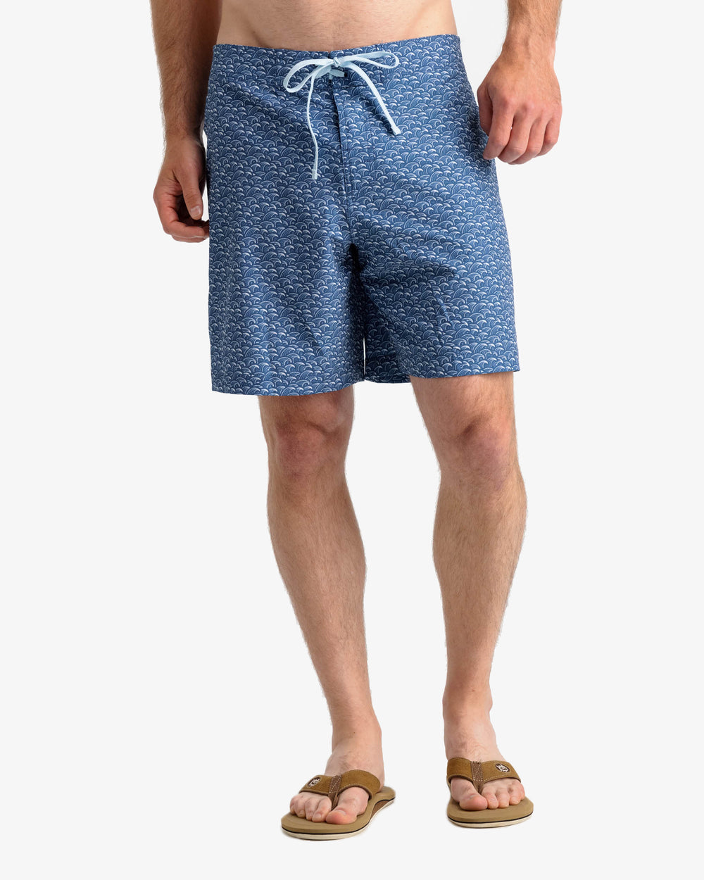 The front view of the Southern Tide Araby Cove Swim Short by Southern Tide - Aged Denim