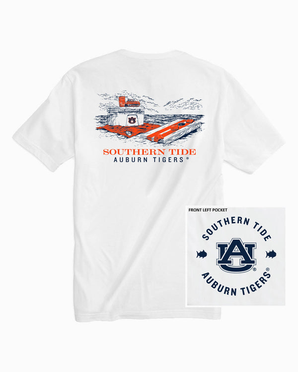 The front of the Auburn Tigers Beach Cornhole T-Shirt by Southern Tide - Classic White