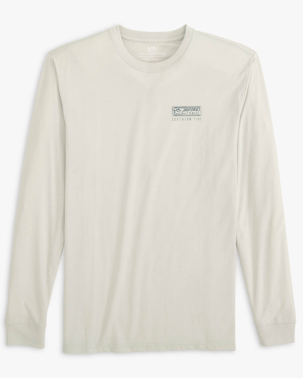 The front view of the Bait Shop Long Sleeve T-Shirt by Southern Tide - Silver Lake