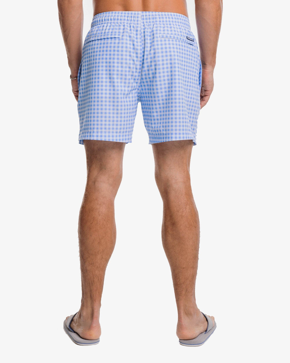 The back view of the Southern Tide Baldwin Gingham Printed Swim Trunk by Southern Tide - Ocean Channel