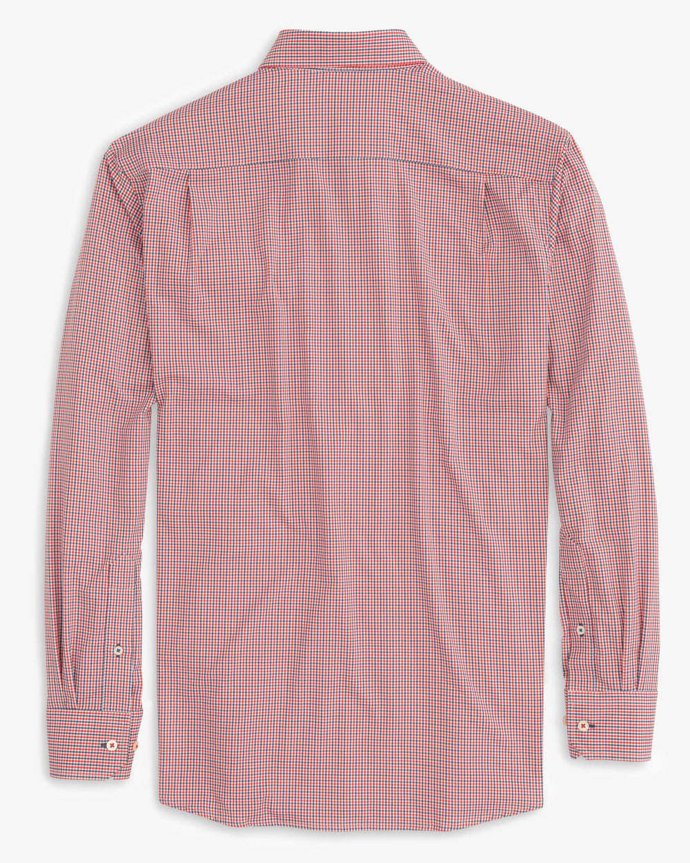 The back of the Men's Bowry Brrr Intercoastal Sport Shirt by Southern Tide - Channel Marker Red