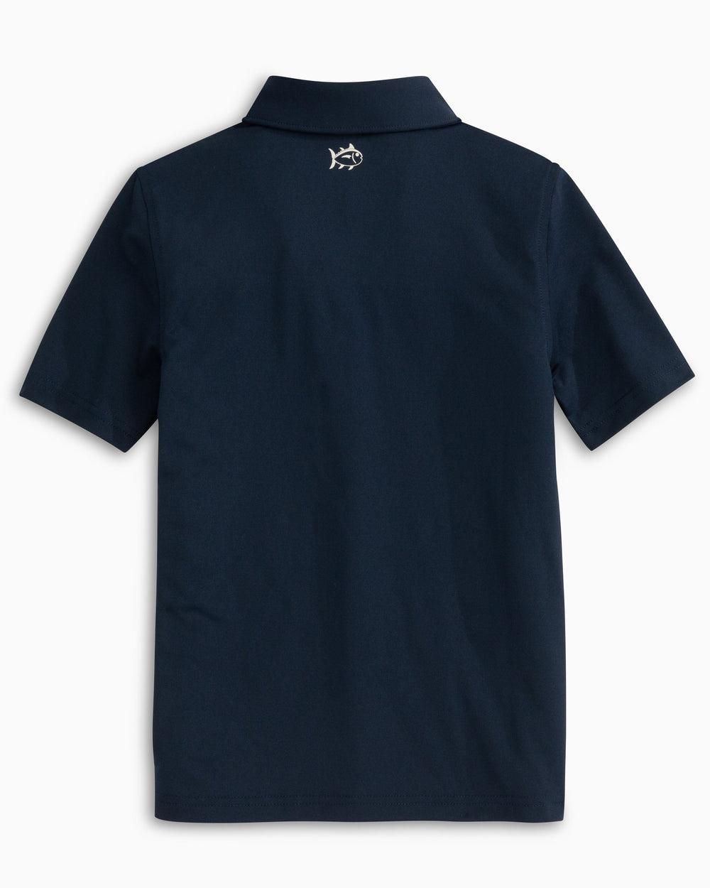 The back view of the Boys Driver Performance Polo Shirt by Southern Tide - True Navy