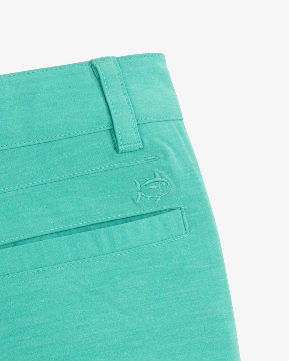 The detail view of the Southern Tide Boys Heathered T3 Gulf Short by Southern Tide - Heather Tidal Wave