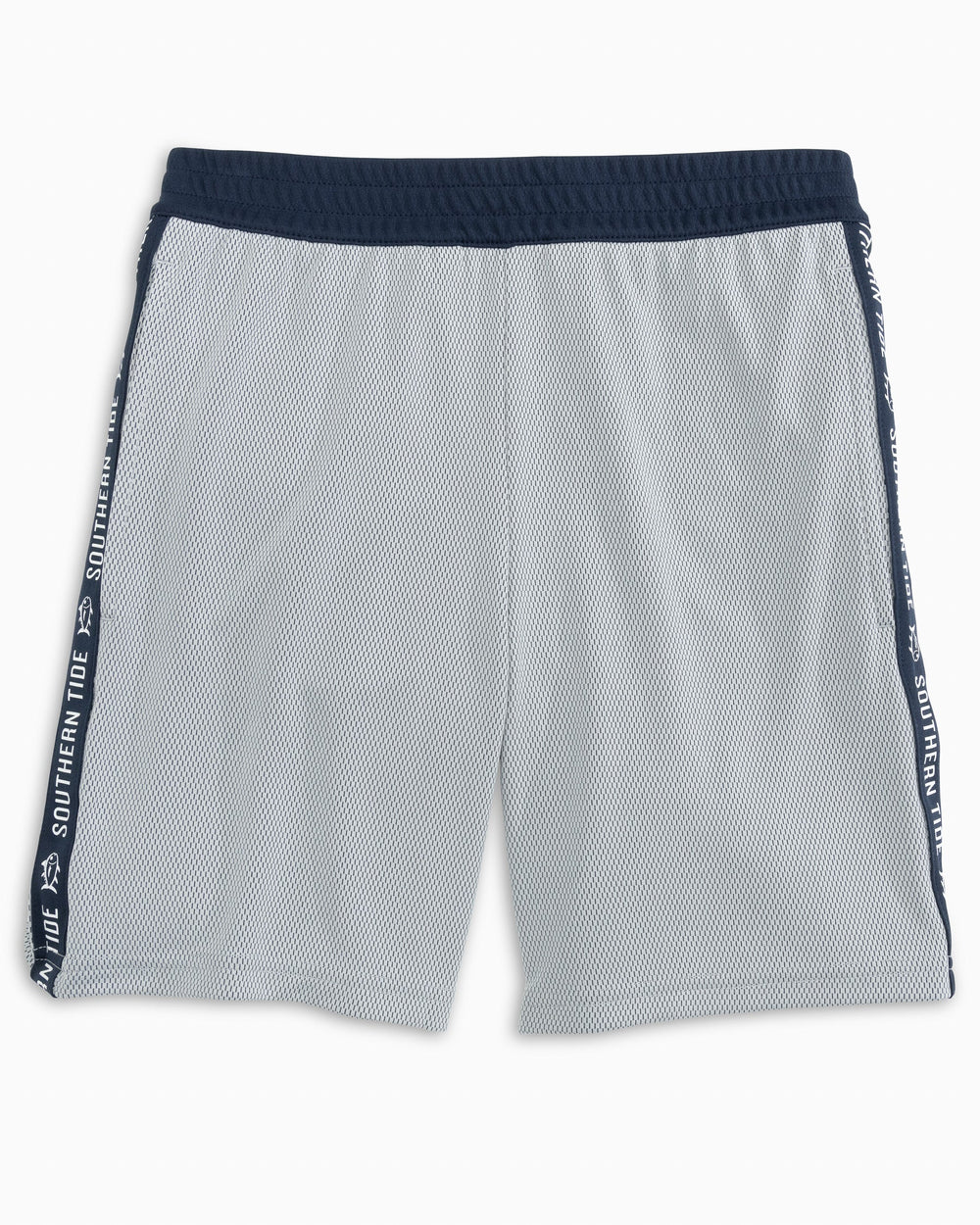 The front view of the Kid's Melink Short by Southern Tide - Seagull Grey