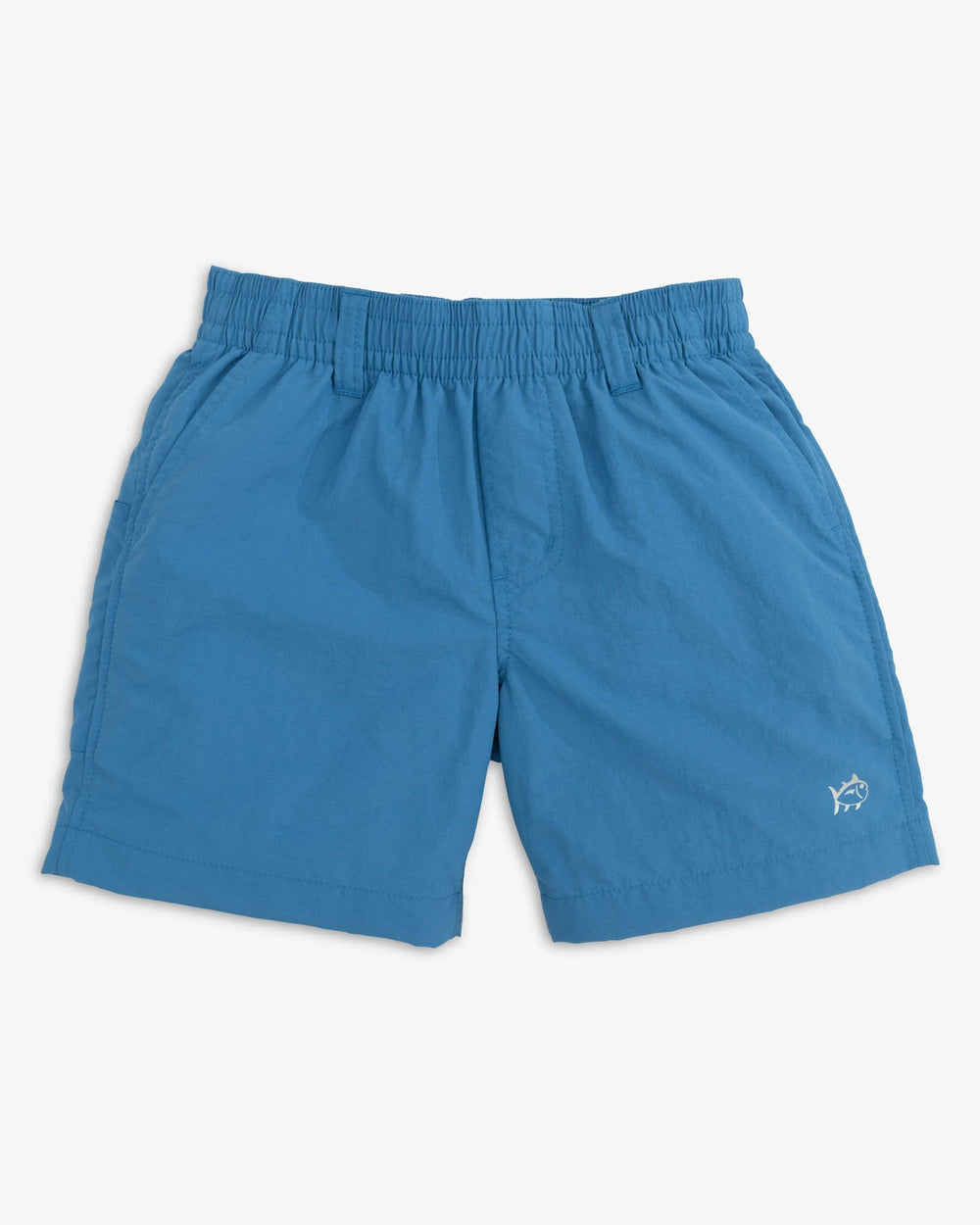 The front view of the Southern Tide Boys Shoreline Active Short by Southern Tide - Atlantic Blue