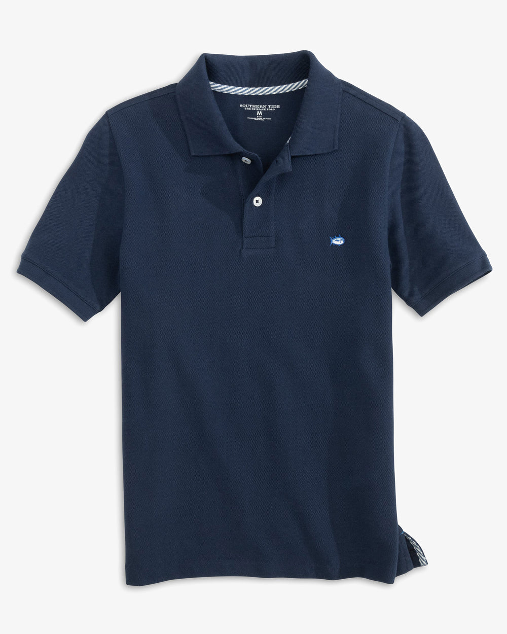 The front view of the Boys Skipjack Polo by Southern Tide - True Navy