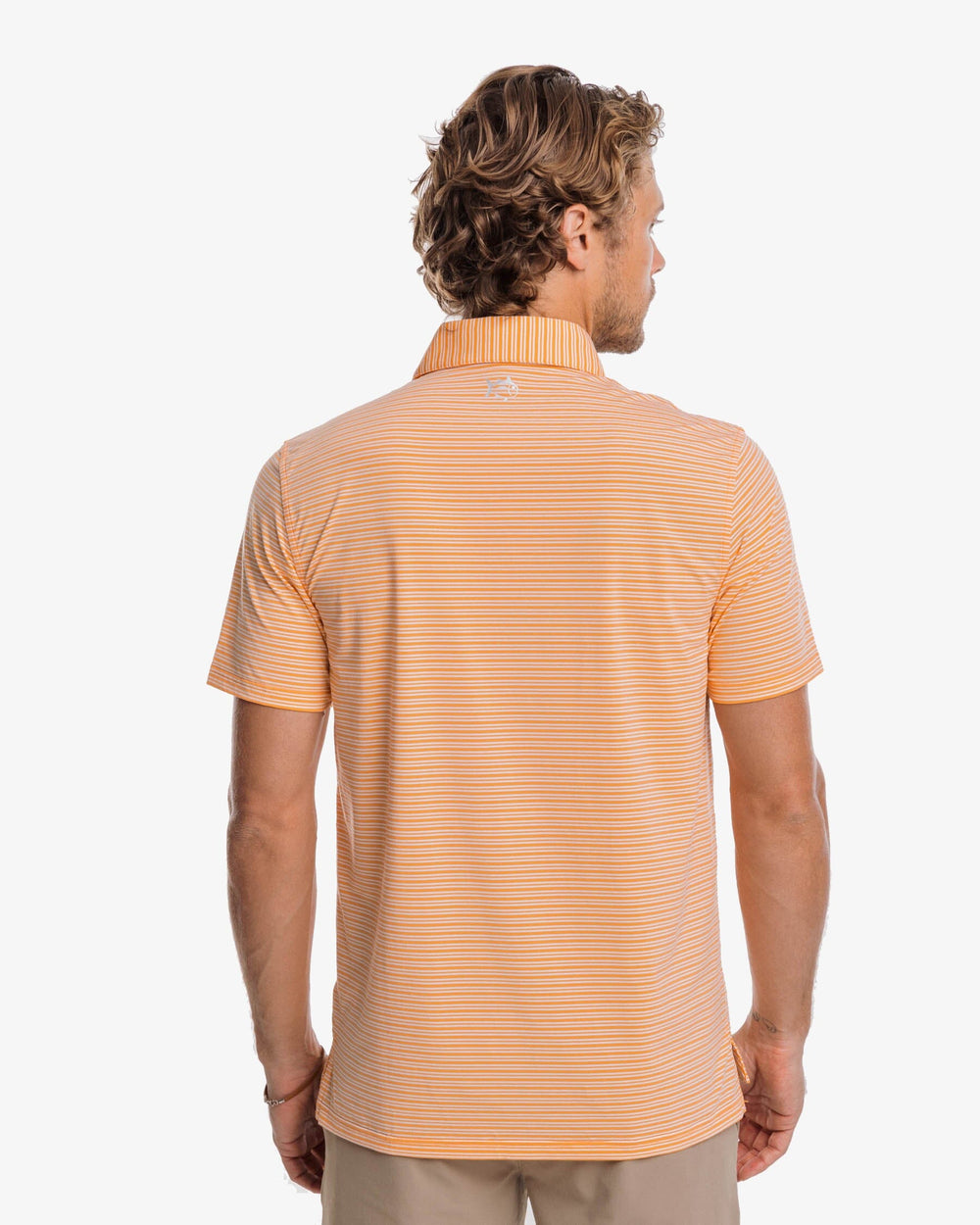 The back view of the Southern Tide brrr-eeze Millwood Stripe Performance Polo Shirt by Southern Tide - Horizon