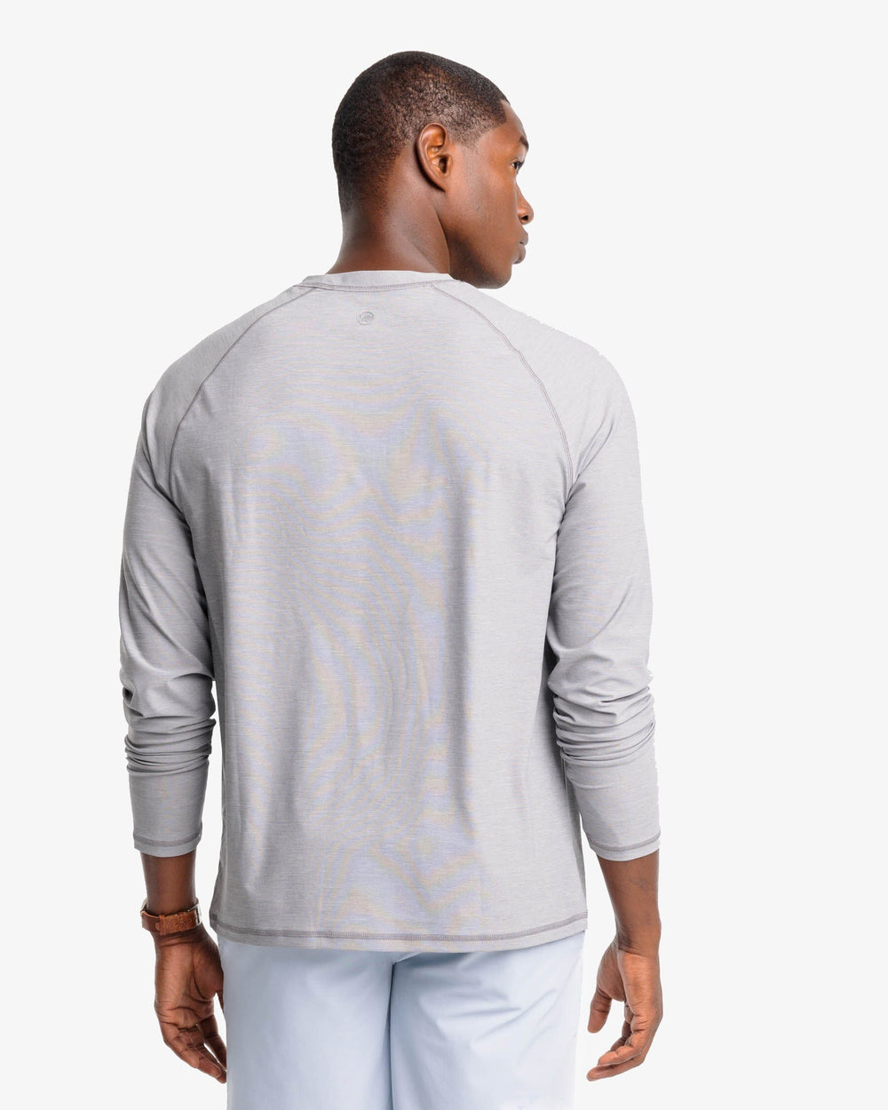 The back view of the Southern Tide brrr-illiant Performance Long Sleeve Tee by Southern Tide - Steel Grey