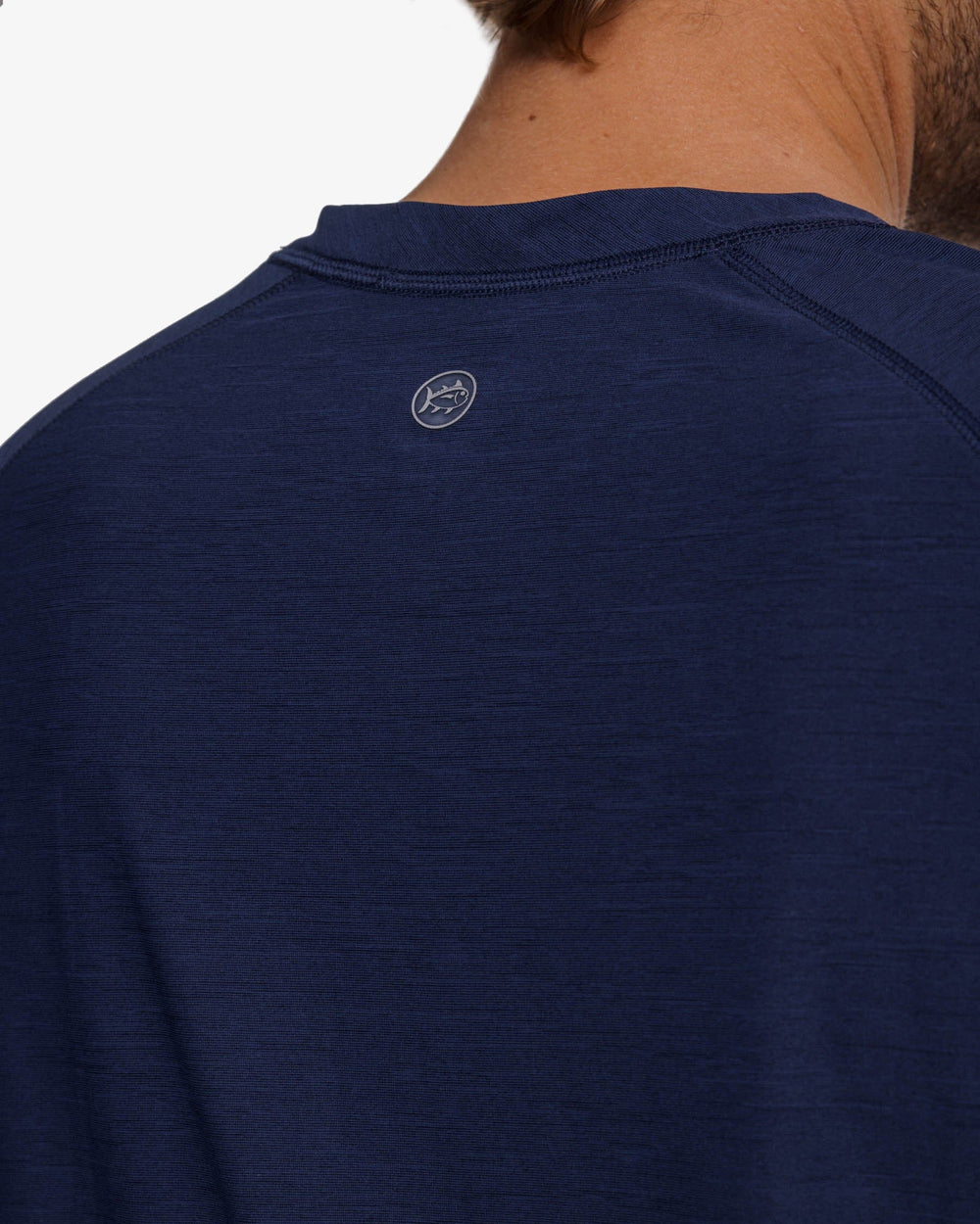 The yoke view of the Southern Tide brrr°®-illiant Performance Tee by Southern Tide - Nautical Navy