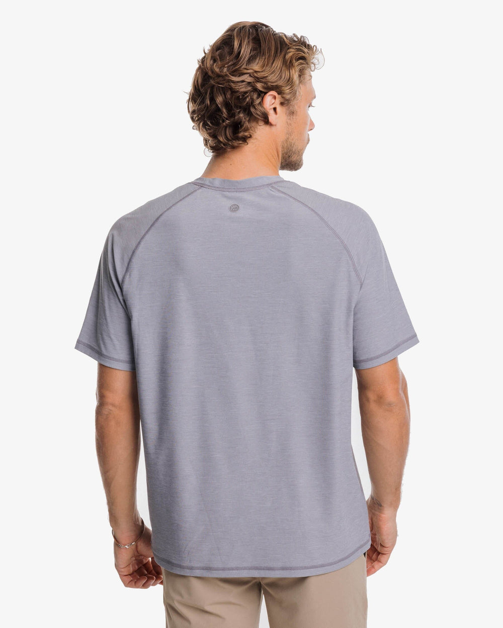 The back view of the Southern Tide brrr°®-illiant Performance Tee by Southern Tide - Steel Grey