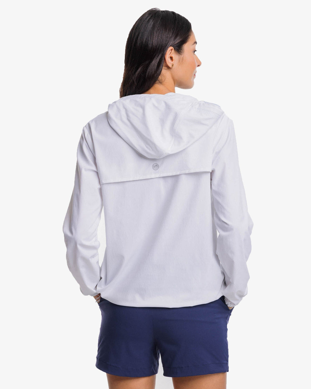 The back view of the Southern Tide Calie Pop Placket Popover by Southern Tide - Classic White