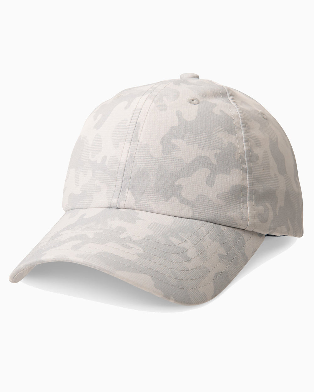 The front of the Camo Printed Performance Hat by Southern Tide - Seagull Grey