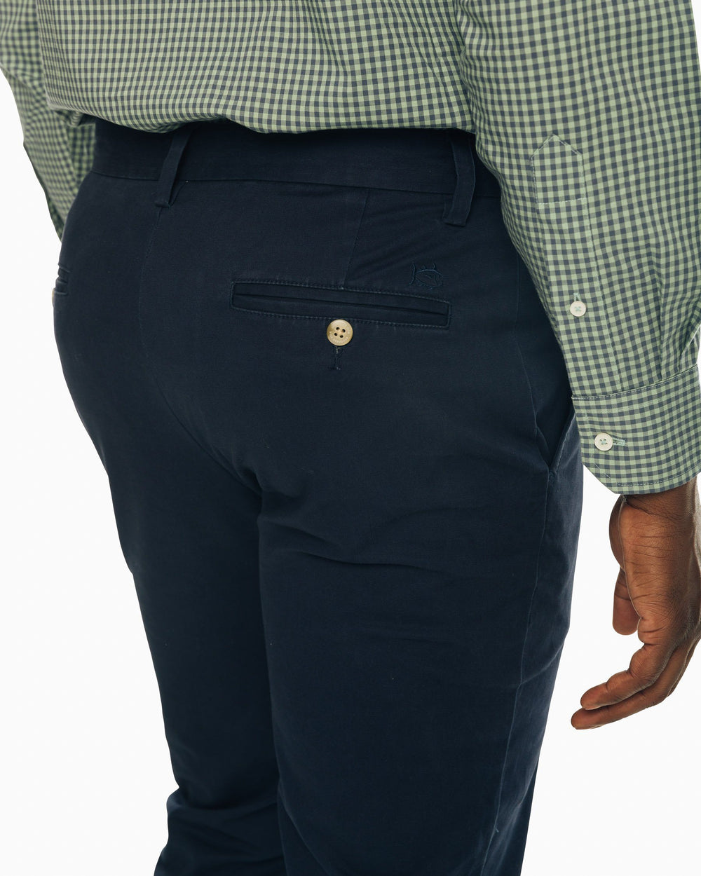 The pocket view of the Men's Navy The New Channel Marker Chino Pant by Southern Tide - True Navy
