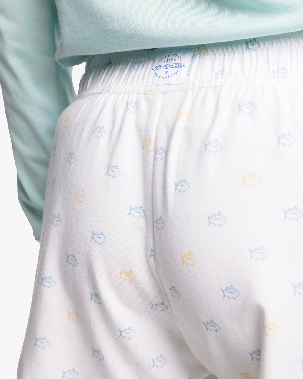 The detail view of the Classic Skipjack Lounge Short by Southern Tide - Classic White