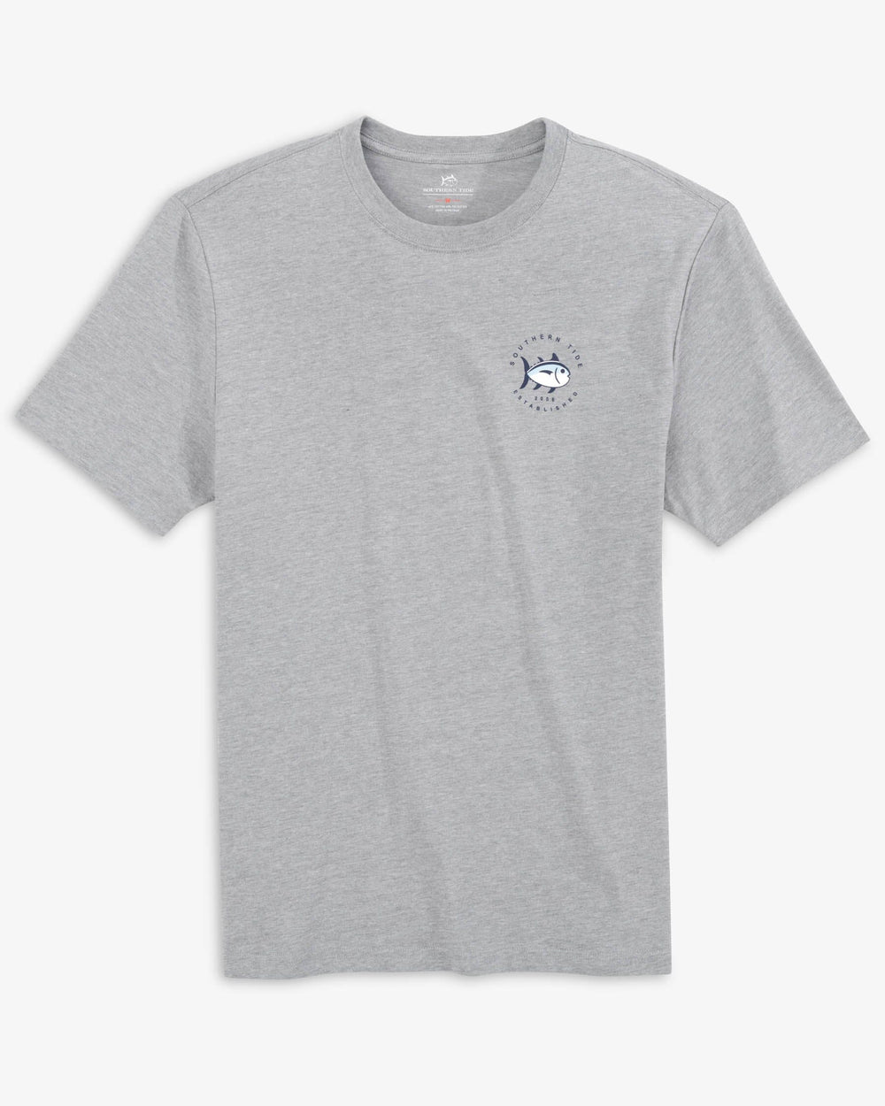 The front view of the Southern Tide Coastal Expedition Heather T-shirt by Southern Tide - Heather Quarry