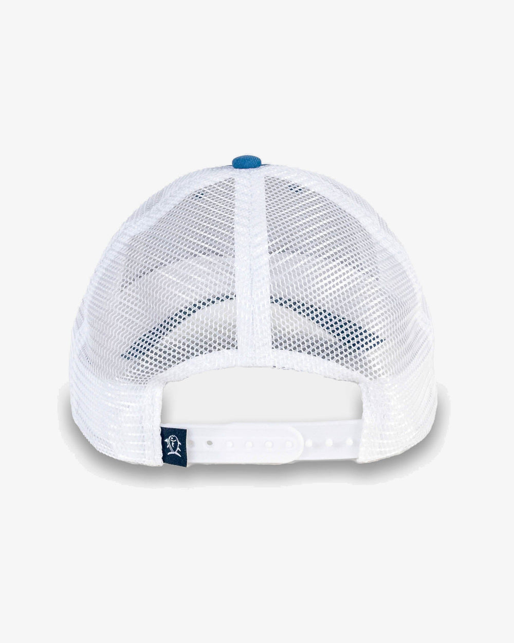 The back view of the Southern Tide Coastal Expedition Patch Trucker Hat by Southern Tide - Dark Blue
