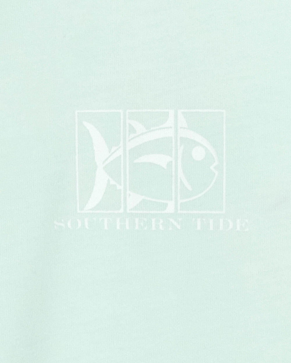 The detail view of the Southern Tide Coastal Triptych Long Sleeve T-Shirt by Southern Tide - Turquoise Mist