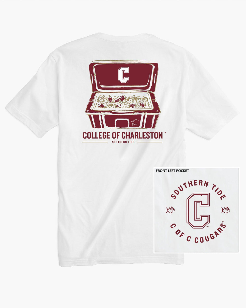 The back of the Men's College of Charleston Cougars Cooler Short Sleeve T-Shirt - Classic White