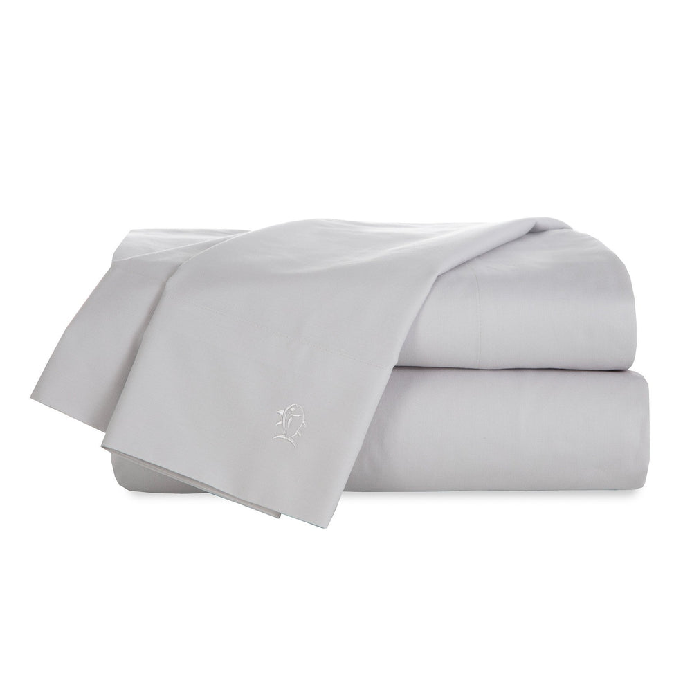 The folded view of the Cotton Twill Sheet Set by Southern Tide - Grey