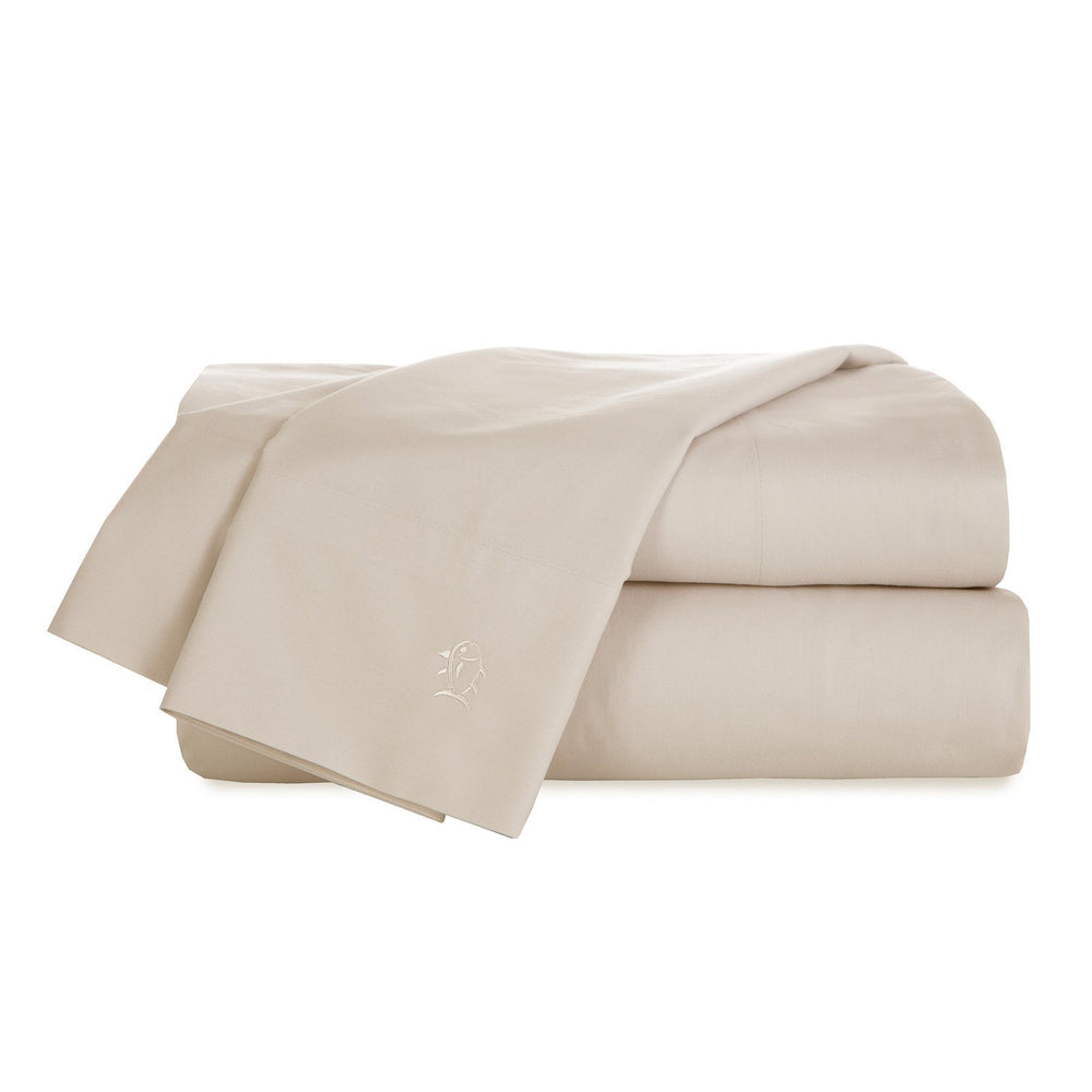 The folded view of the Cotton Twill Sheet Set by Southern Tide - Oatmeal