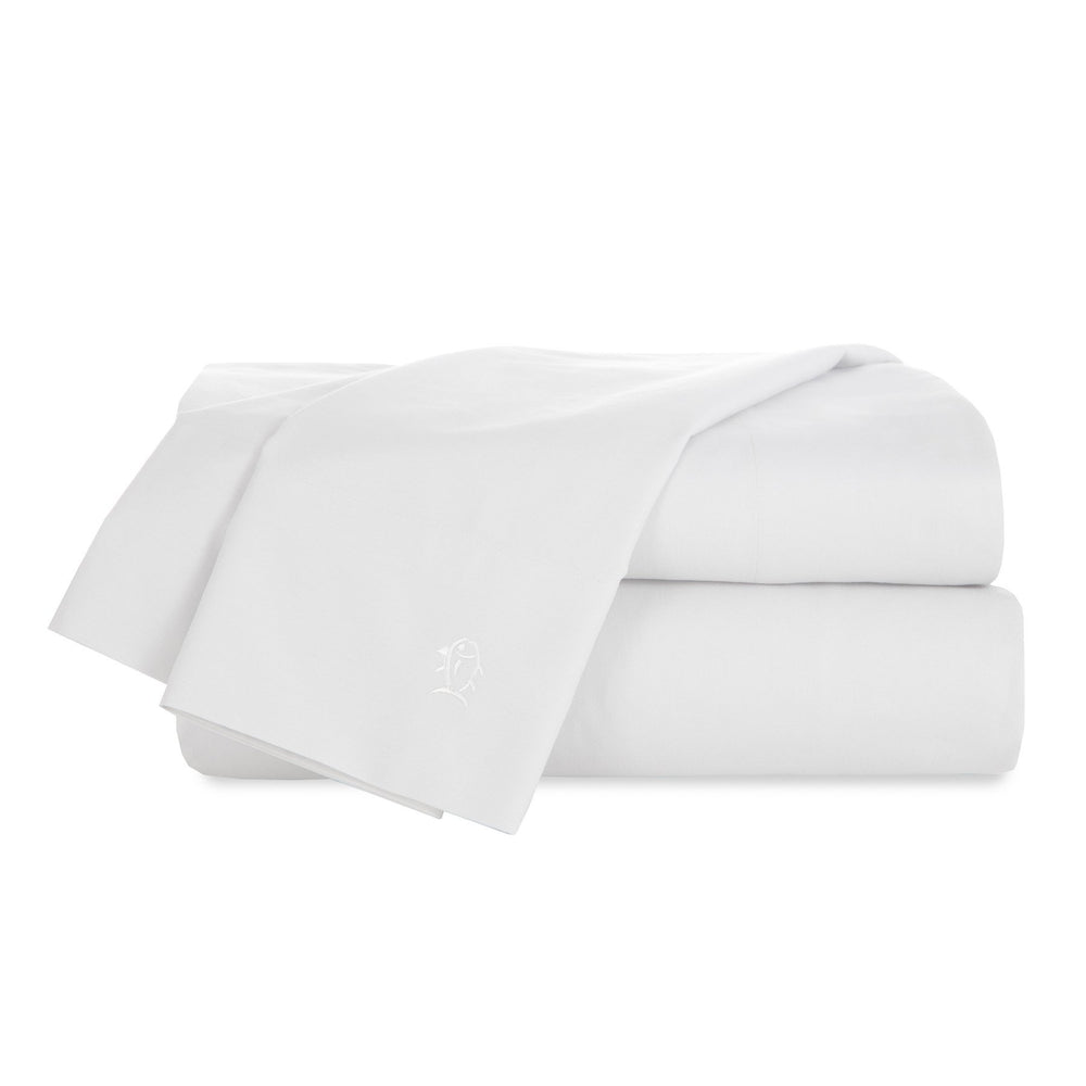 The folded view of the Cotton Twill Sheet Set by Southern Tide - White