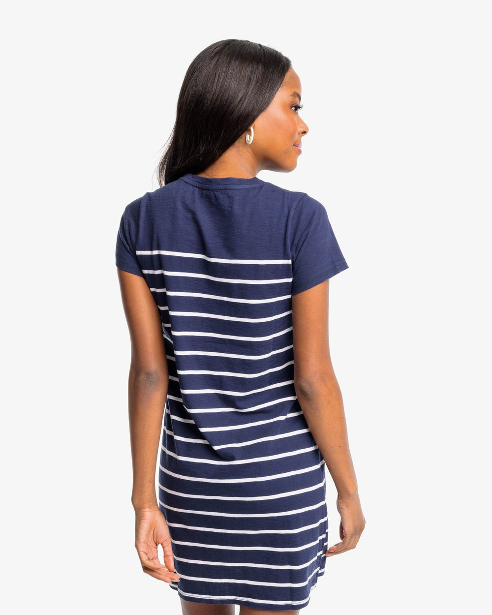 The back view of the Southern Tide Delilah Sun Farer T-shirt Shirt Dress by Southern Tide - Nautical Navy