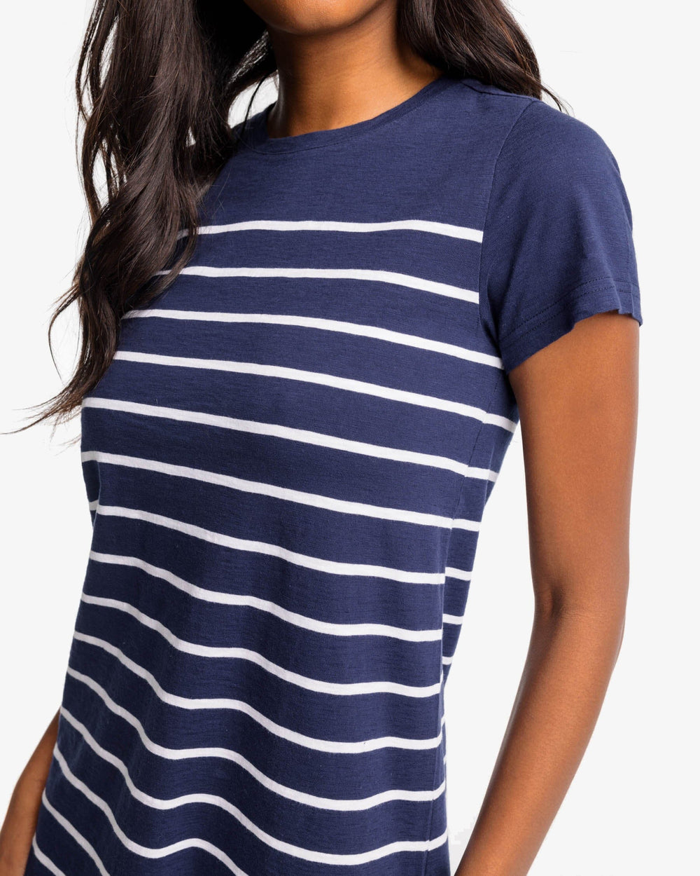The detail view of the Southern Tide Delilah Sun Farer T-shirt Shirt Dress by Southern Tide - Nautical Navy