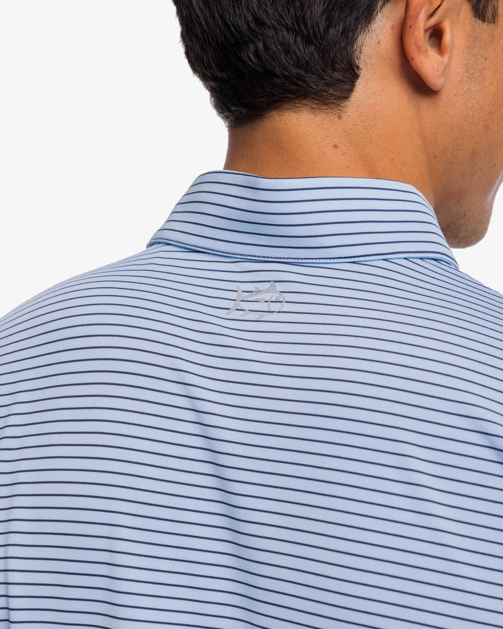 The yoke view of the Southern Tide Driver Mayfair Performance Polo Shirt by Southern Tide - Rain Water