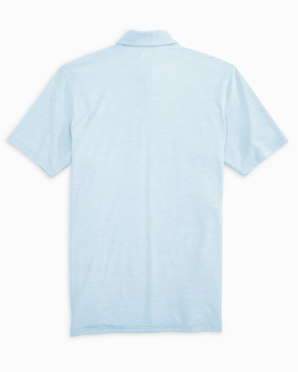 The back of the UNC Tar Heels Driver Spacedye Performance Polo Shirt by Southern Tide - Rush Blue
