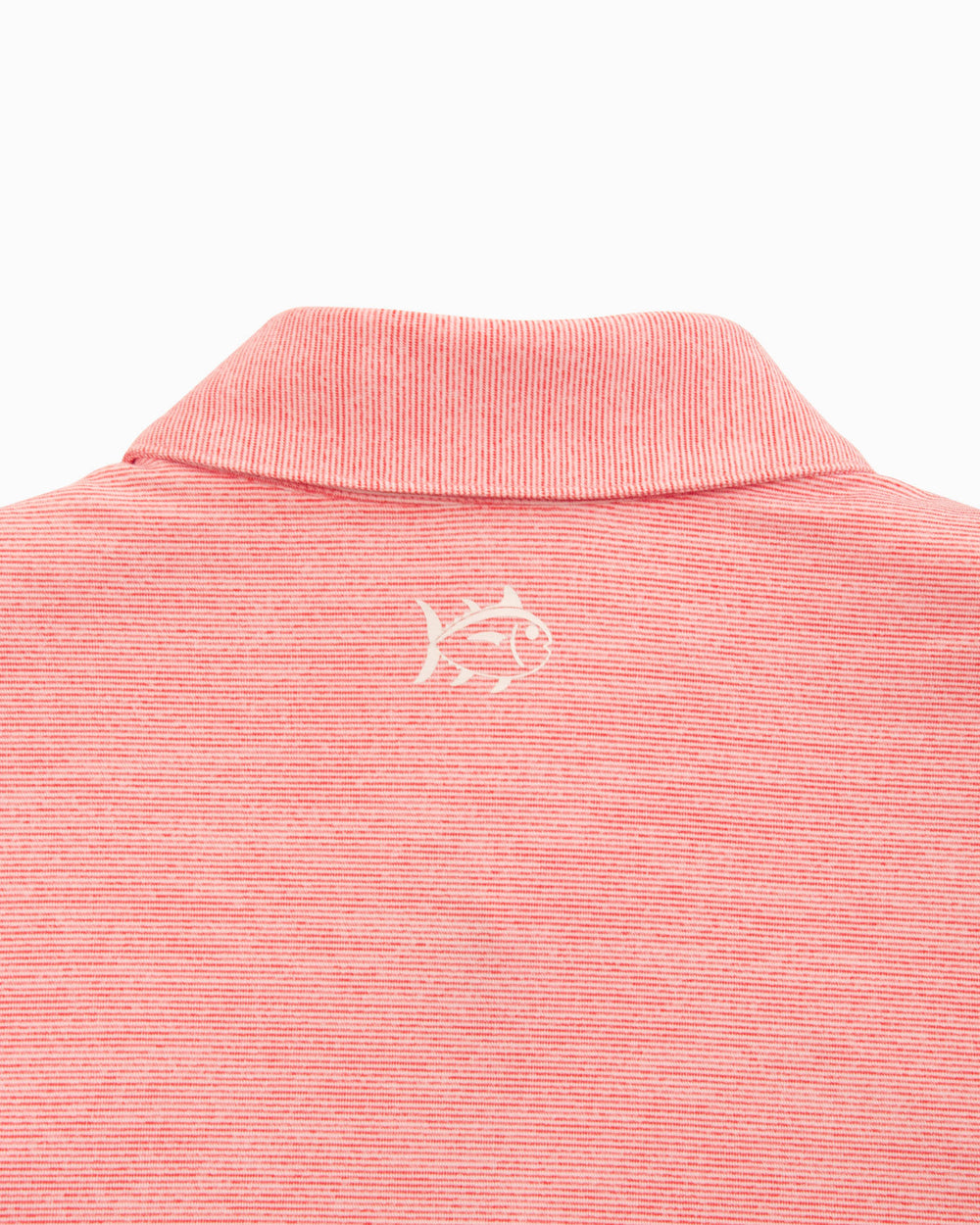 The yoke view of the Texas Tech Driver Spacedye Polo Shirt by Southern Tide - Varsity Red