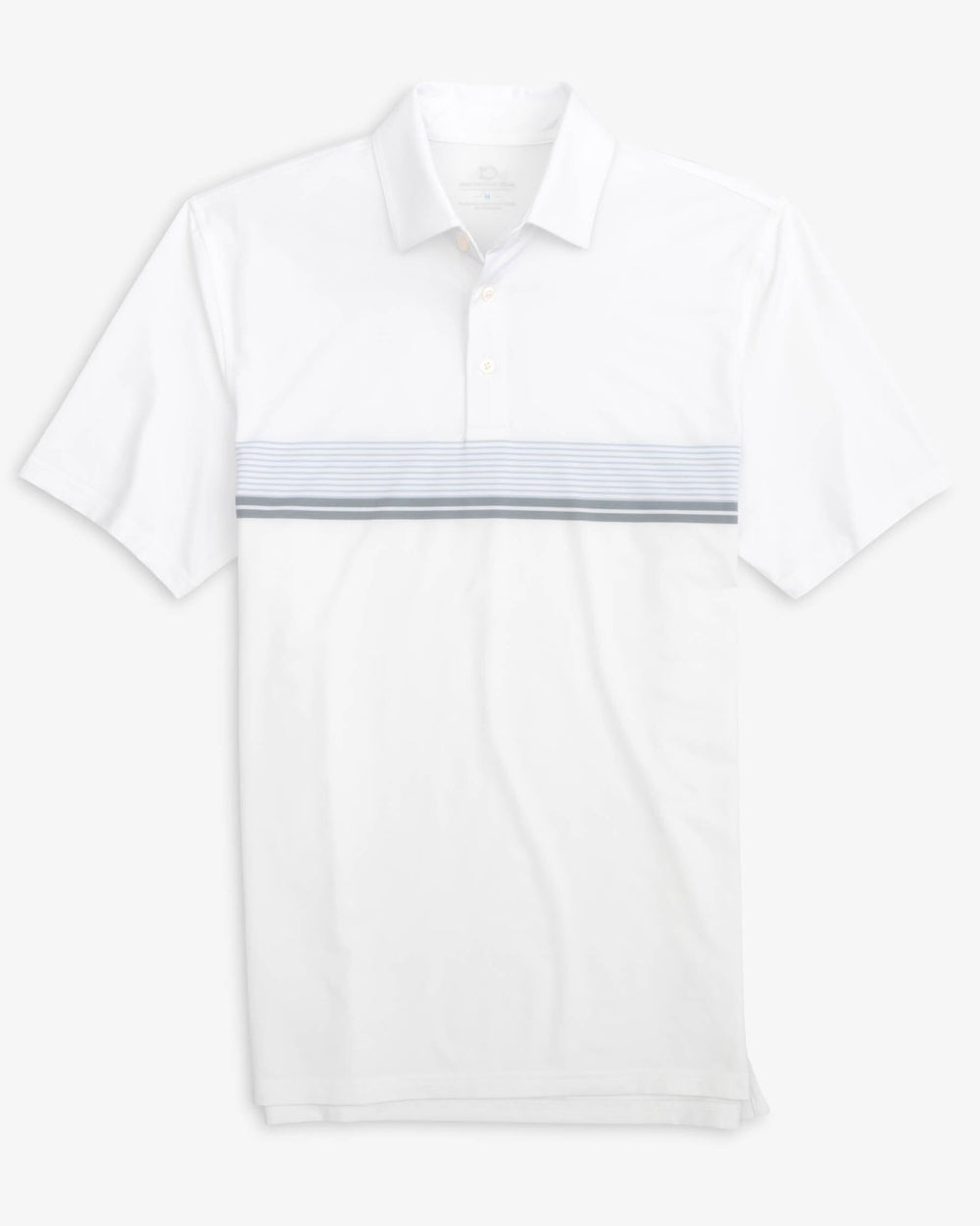 The front view of the Southern Tide Driver Wildwood Stripe Polo Shirt by Southern Tide - Classic White