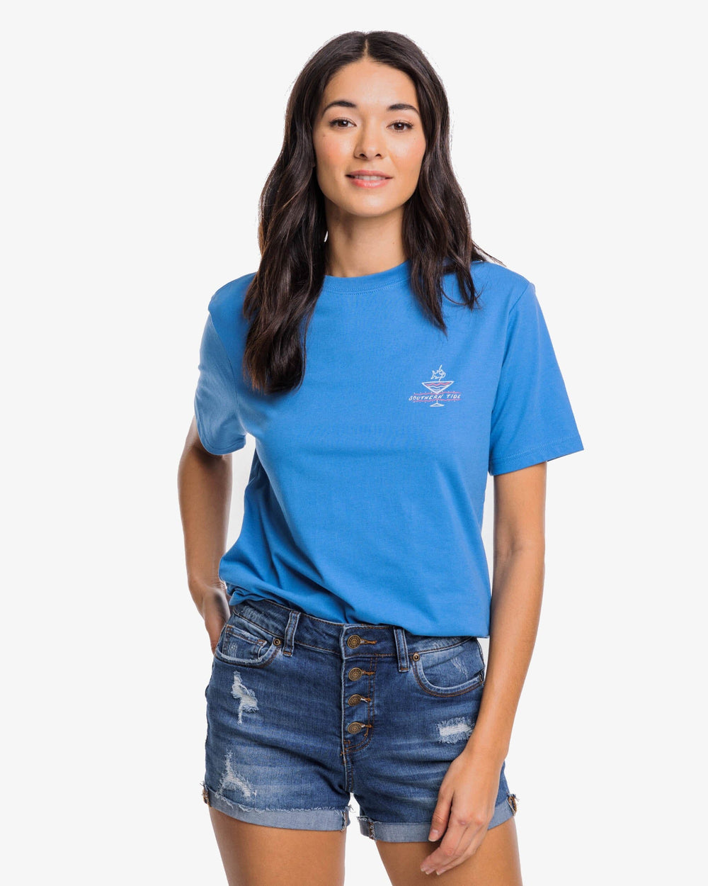The front view of the Southern Tide Firework Flight T-shirt by Southern Tide - Atlantic Blue