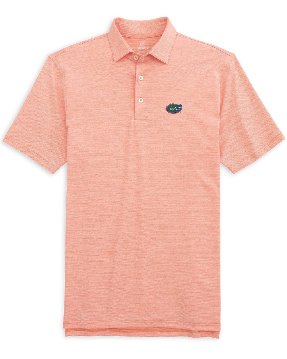 The front view of the Florida Gators Driver Spacedye Polo Shirt by Southern Tide - Endzone Orange
