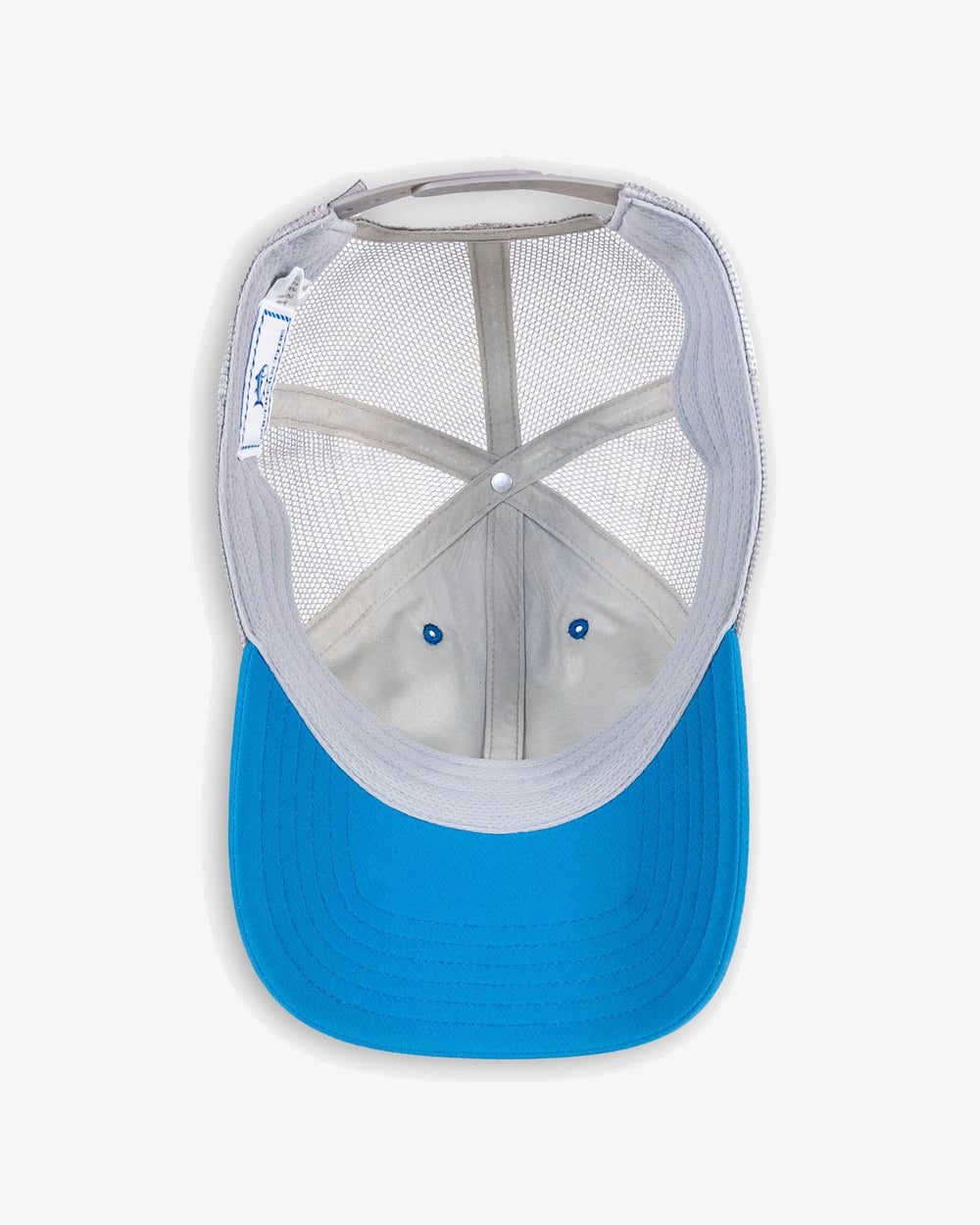 The detail view of the Southern Tide Flyday Trucker Hat by Southern Tide - Blue